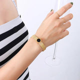 Roman Digital Charm Watchband Mesh Chain Bracelet Bangle
