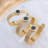 Roman Digital Charm Watchband Mesh Chain Bracelet Bangle