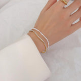Waterproof Pearl OT Buckle Tennis Chain Bracelet for Women