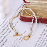 Waterproof Pearl OT Buckle Tennis Chain Bracelet for Women