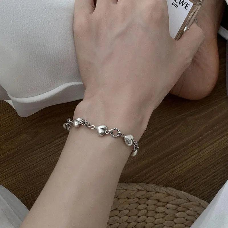 Thai Silver Plated Heart Bracelet for Women - Holiday Gift