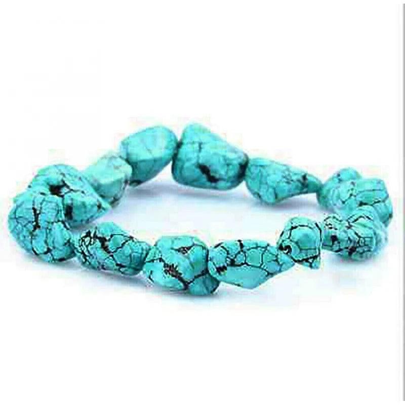 Turquoise Gemstone Nugget Beads Bangle Bracelet