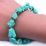 Turquoise Gemstone Nugget Beads Bangle Bracelet