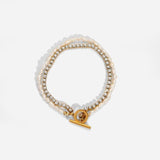 Stainless Steel Pearl Zircon Bracelet Double Chain Jewelry Gift