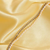 Stainless Steel Pearl Zircon Bracelet Double Chain Jewelry Gift