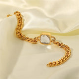 Youthway Cuban Chain Bracelet Stainless Steel 18K PVD Plated Women Cuff Gift