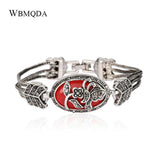 Bohemian Flower Butterfly Crystal Silver Bracelet Vintage Jewelry