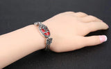 Bohemian Flower Butterfly Crystal Silver Bracelet Vintage Jewelry
