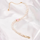 5mm Freshwater Pearl Bracelet with Butterfly Charm, 18k Plated Copper Chain