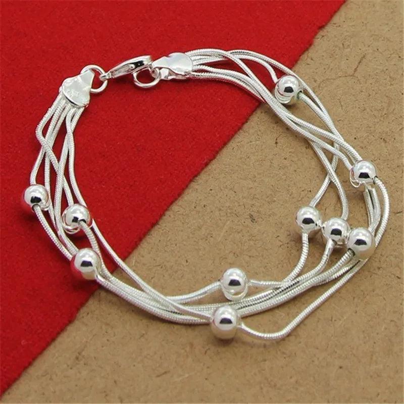 Silver Heart-Shaped Bracelet for Women Party Jewelry Gift