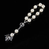 10Pcs Rose Beads Bracelet Baptism Favors with Angels Mini Rosaries
