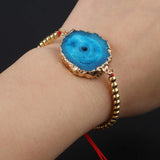 Natural Stone Crystal Cluster Bracelet Vintage Beach Bangle