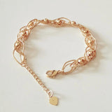 Rose 585 Jewelry Women Beads Catenary Link Bracelet Bangle 8MM