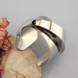 Metal Wide Cuff Bangles Statement Silver Bracelet