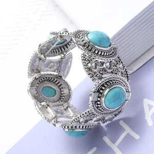 Vintage Tibetan Style Stone Bangle Bracelet for Women