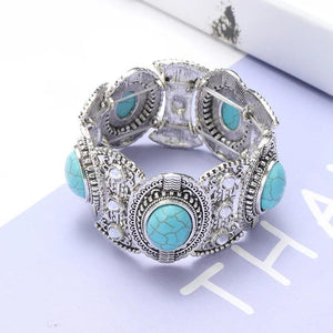 Vintage Tibetan Style Stone Bangle Bracelet for Women