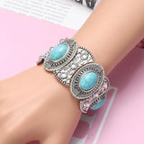 Vintage Tibetan Style Stone Bangle Bracelet for Women