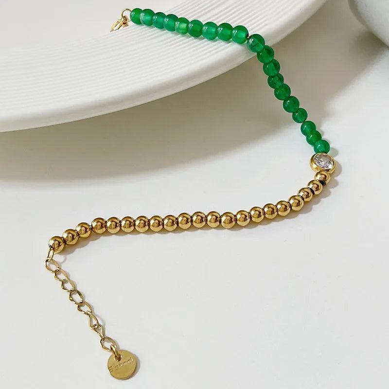 Titanium Steel Natural Stone Freshwater Pearl Bracelet for Women Girls