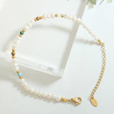 Titanium Steel Natural Stone Freshwater Pearl Bracelet for Women Girls