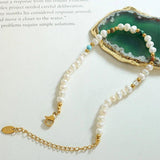 Titanium Steel Natural Stone Freshwater Pearl Bracelet for Women Girls