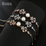 CZ Leaf Pattern Pearl Bracelet Wedding Jewelry
