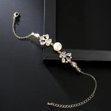 CZ Leaf Pattern Pearl Bracelet Wedding Jewelry