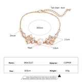 CZ Leaf Pattern Pearl Bracelet Wedding Jewelry