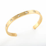 Colorful Crystal Open Cuff Bangles Gold-plated Stainless Steel Bracelet