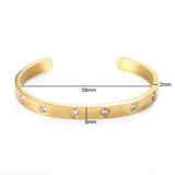 Colorful Crystal Open Cuff Bangles Gold-plated Stainless Steel Bracelet