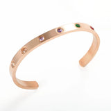 Colorful Crystal Open Cuff Bangles Gold-plated Stainless Steel Bracelet