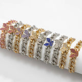 Multicolor Rhinestone Butterfly Charms Bracelet Cuban Link Chain Anklet