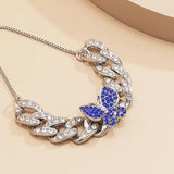 Multicolor Rhinestone Butterfly Charms Bracelet Cuban Link Chain Anklet