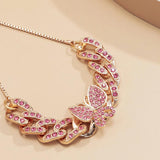 Multicolor Rhinestone Butterfly Charms Bracelet Cuban Link Chain Anklet