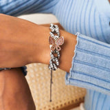 Multicolor Rhinestone Butterfly Charms Bracelet Cuban Link Chain Anklet
