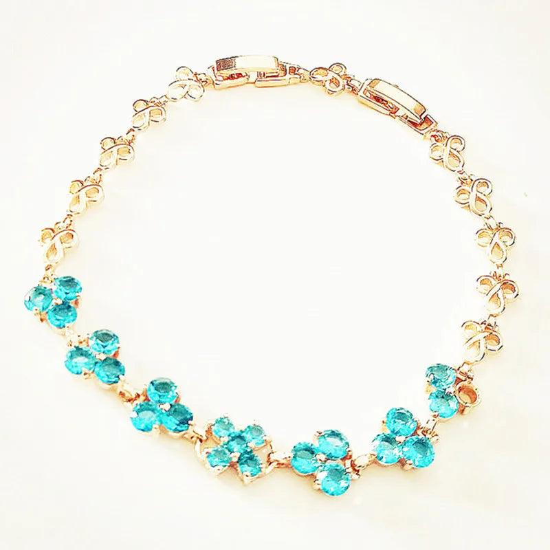 Rose 585 Flower Bracelet with Cubic Zircon