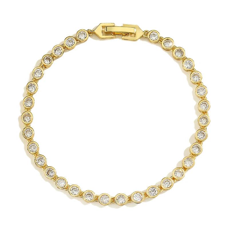 Silver Zircon Bracelet Chain Women Bangle Wedding Jewelry