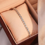 Silver Zircon Bracelet Chain Women Bangle Wedding Jewelry