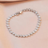 Silver Zircon Bracelet Chain Women Bangle Wedding Jewelry