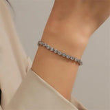 Silver Zircon Bracelet Chain Women Bangle Wedding Jewelry