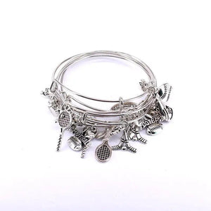 5pcs Colour Cuff Bracelet Basketball Charms Bangle Set