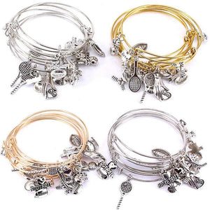 5pcs Colour Cuff Bracelet Basketball Charms Bangle Set