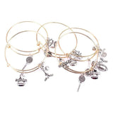 5pcs Colour Cuff Bracelet Basketball Charms Bangle Set