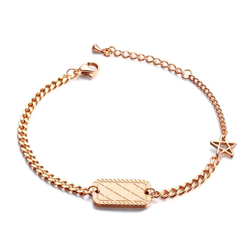 Stainless Steel Star Bangle Rose Women Bracelet
