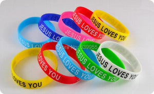 10x Jesus Loves You Silicone Bracelet Wristband
