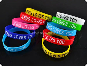 10x Jesus Loves You Silicone Bracelet Wristband