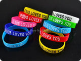 10x Jesus Loves You Silicone Bracelet Wristband
