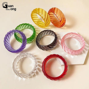 Colorful Acrylic Bangles for Women Girls Geometric Wide Bracelets