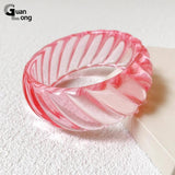 Colorful Acrylic Bangles for Women Girls Geometric Wide Bracelets