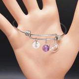 Crystal Stainless Steel Bracelet for Women - Silver Sagittarius Bangle
