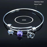 Crystal Stainless Steel Bracelet for Women - Silver Sagittarius Bangle